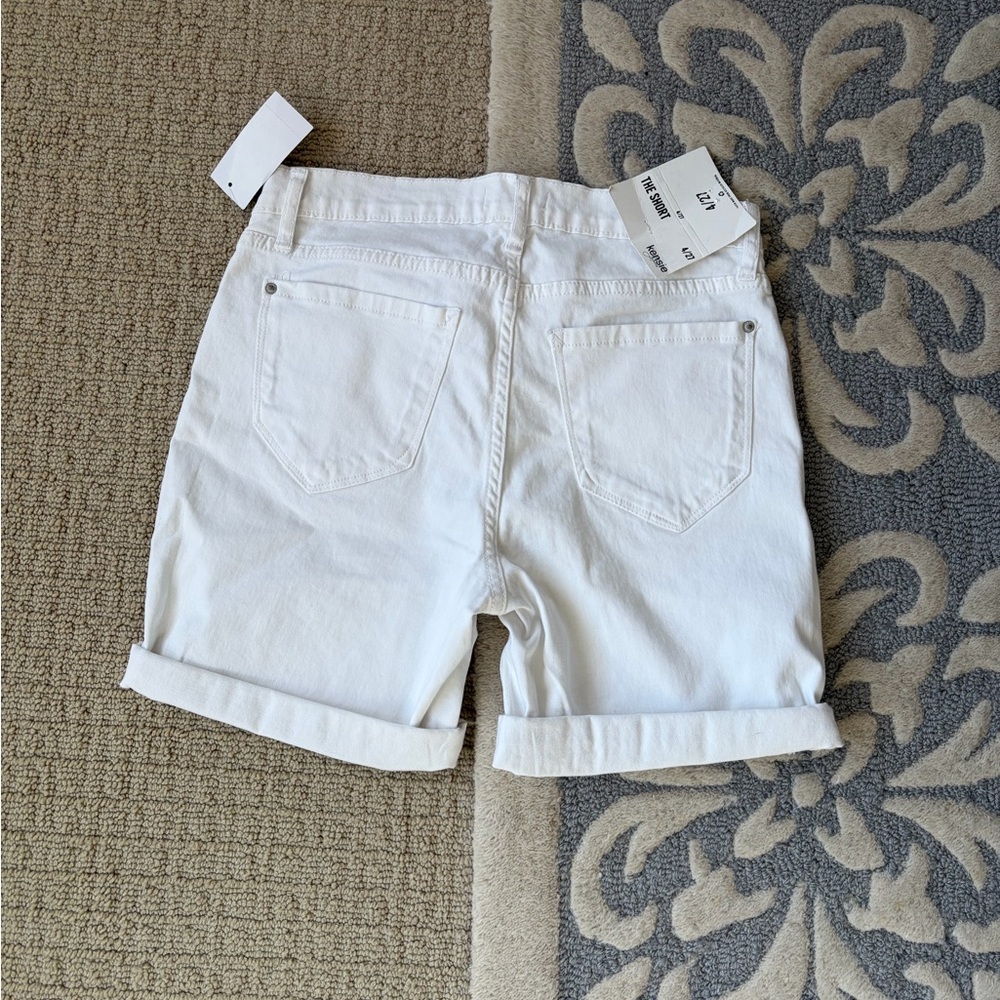 Kensie Women's White Jean Shorts - Picture 2 of 2